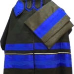Dark Blue and Black  Silk on Black Wool (804BK)