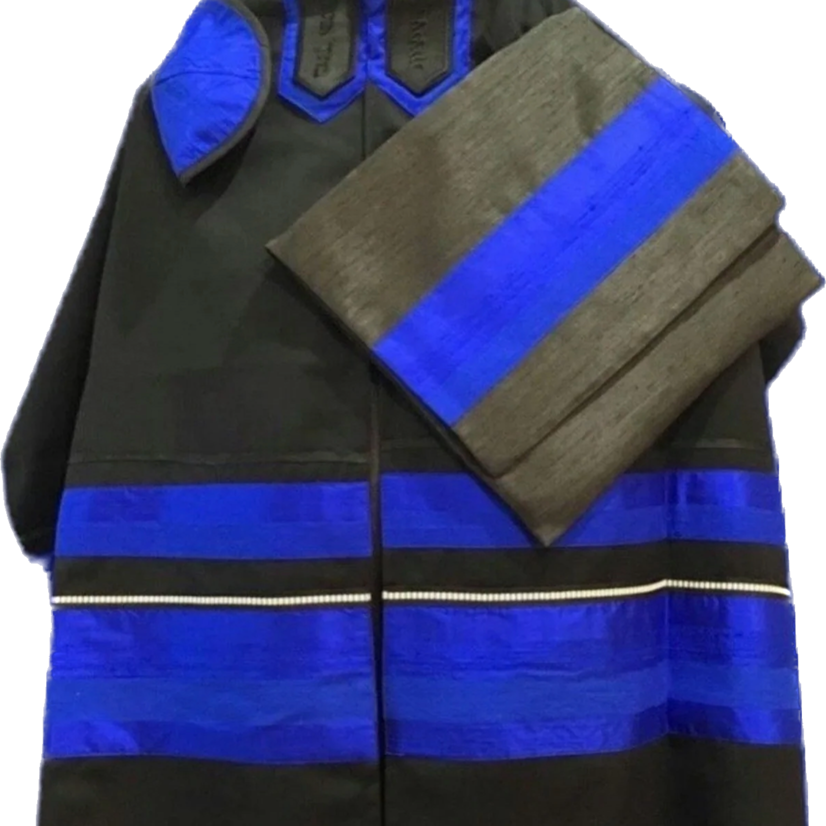 Dark Blue and Black  Silk on Black Wool (804BK)