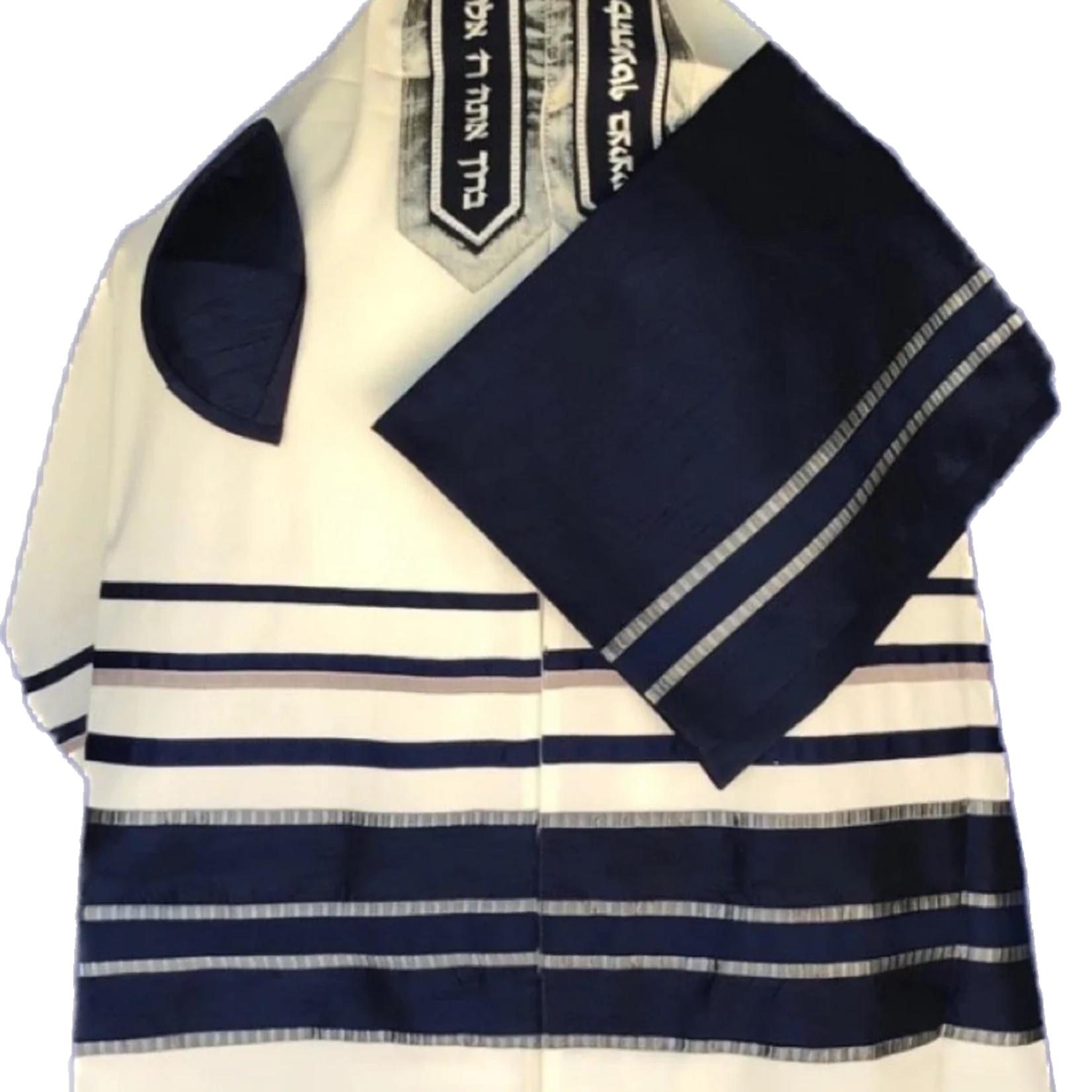 Silver Piano Raw Silk Navy Blue and Silver on Wool (957)
