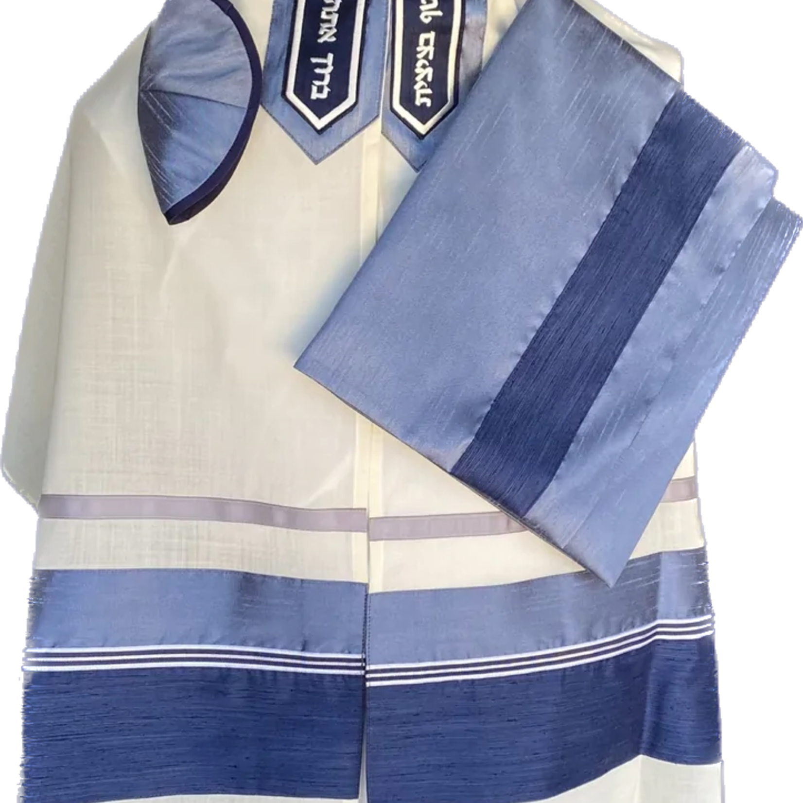 Elegant Navy Blue Silver on 100% Fine Wool (535)