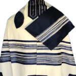 100% Fine Cotton Wave Navy Blue Tallit (515)
