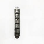 Pewter Wall Mezuzah with Stone