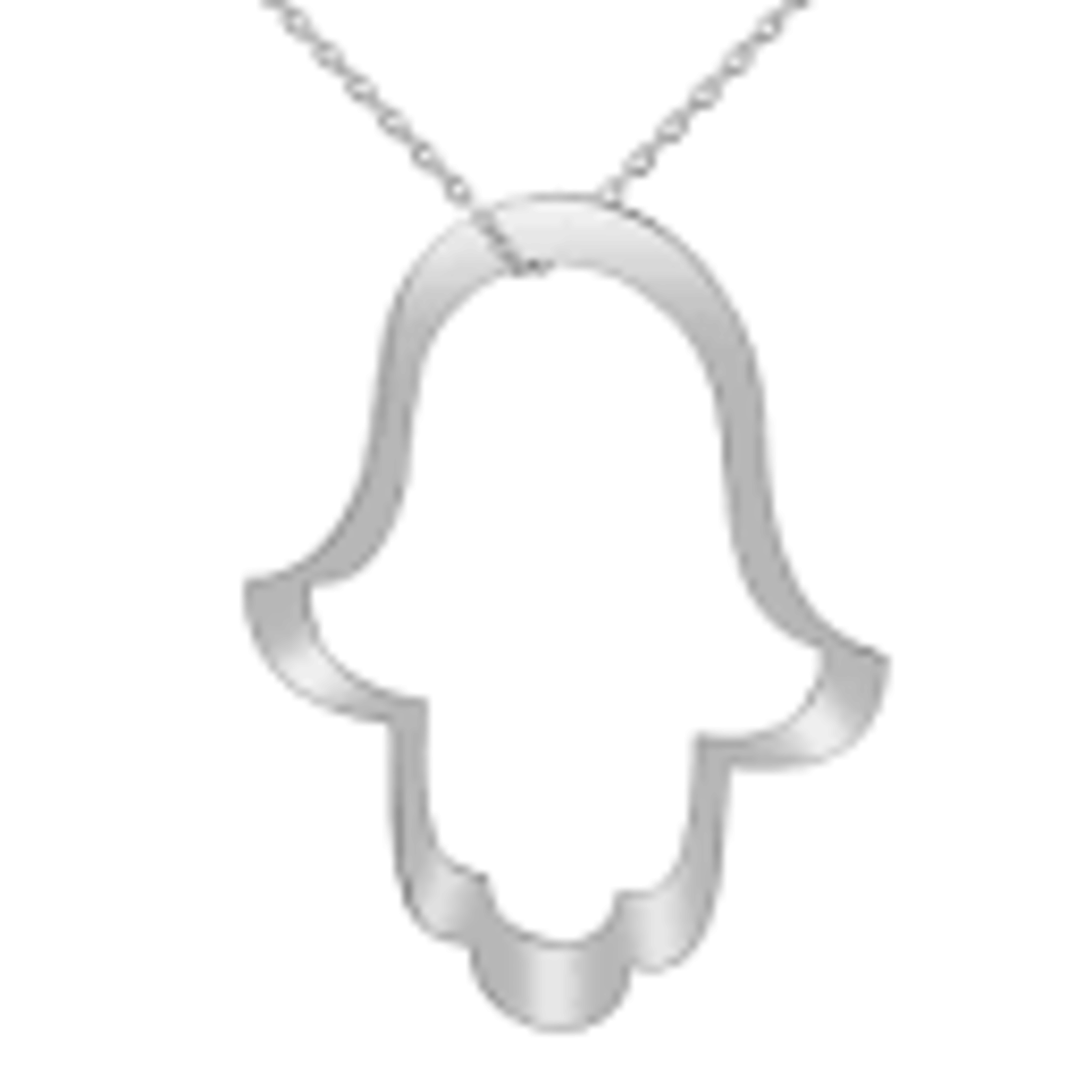 Outline Hamsa Long and Luxurious Necklace - Sterling Silver