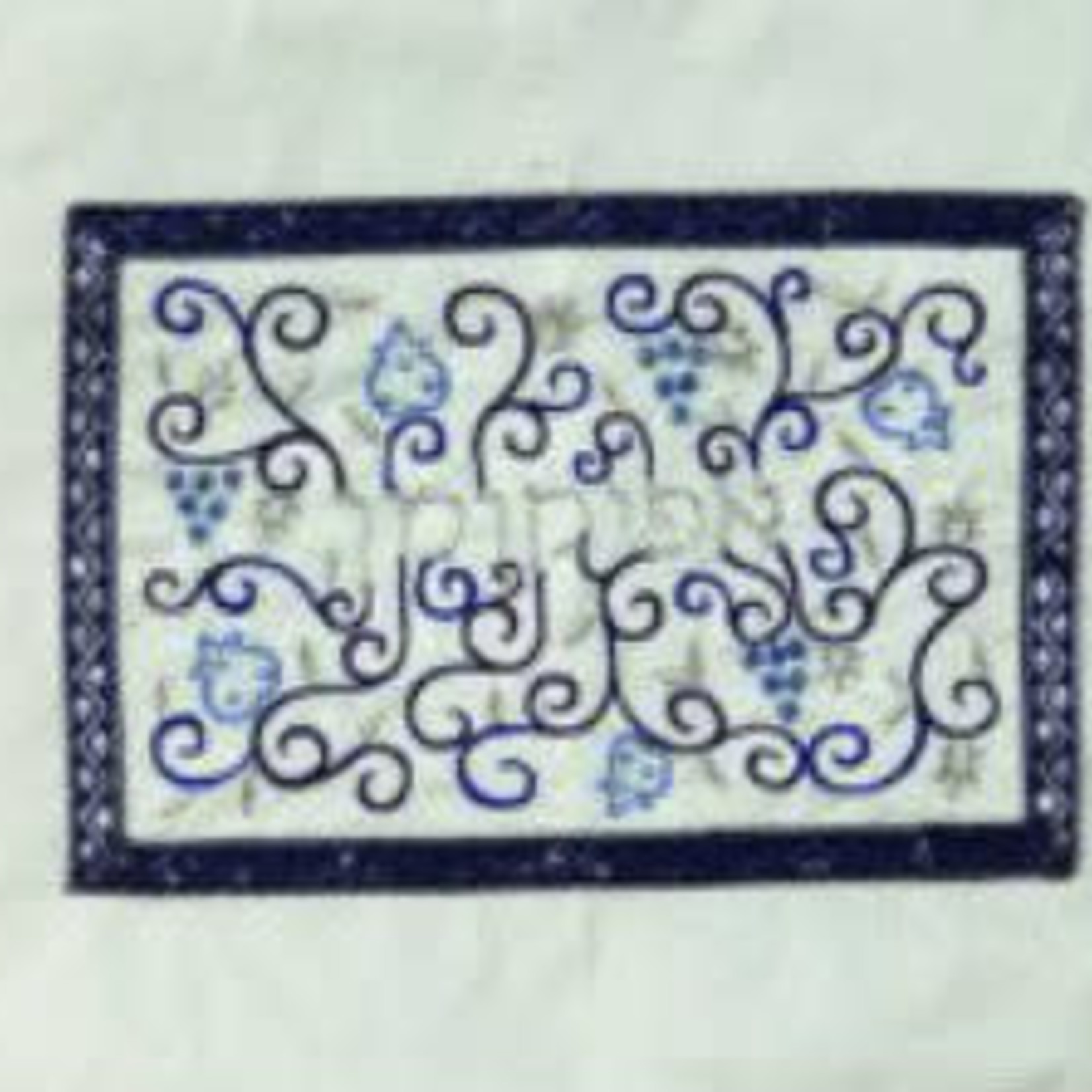 Embroidered Afikomen Bag Pomegranates- Blue on White