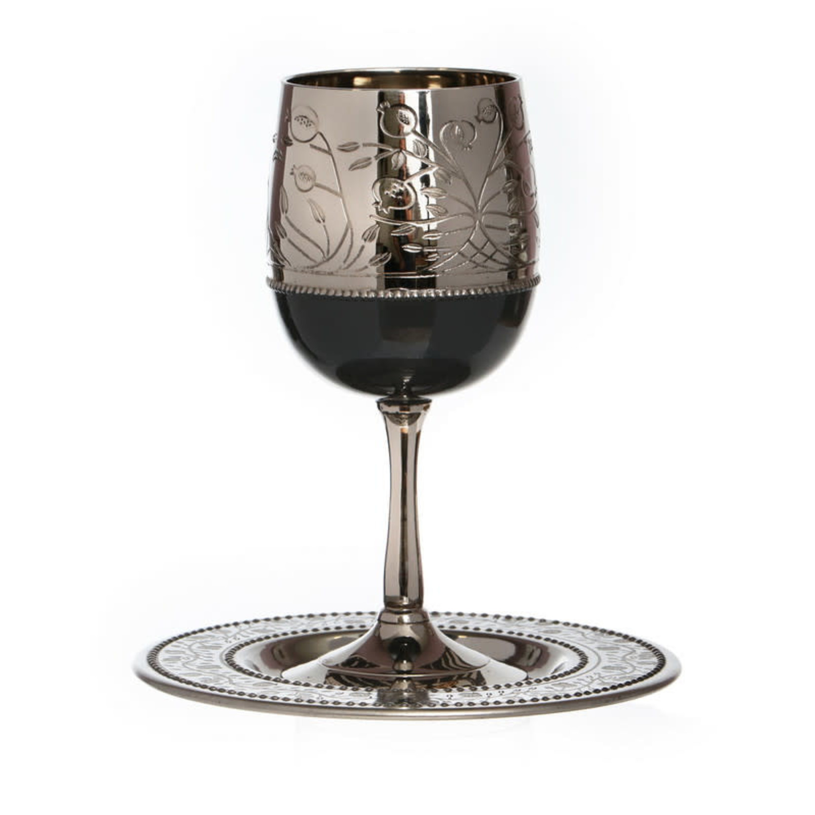 Nickel Stainless Steel Kiddush Cup Pomegranate Design