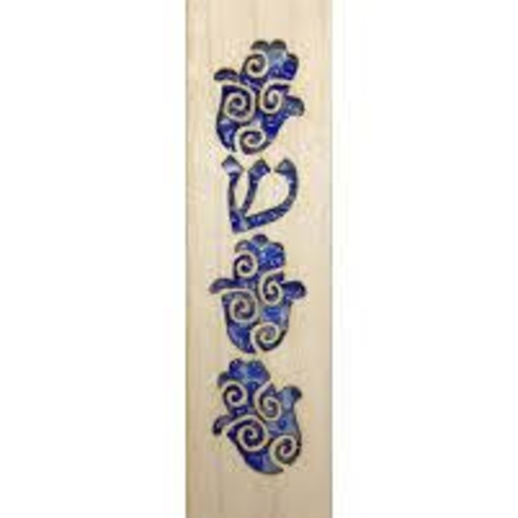 Large Laser Cut Wood Hamsa Mezuzah-Blue