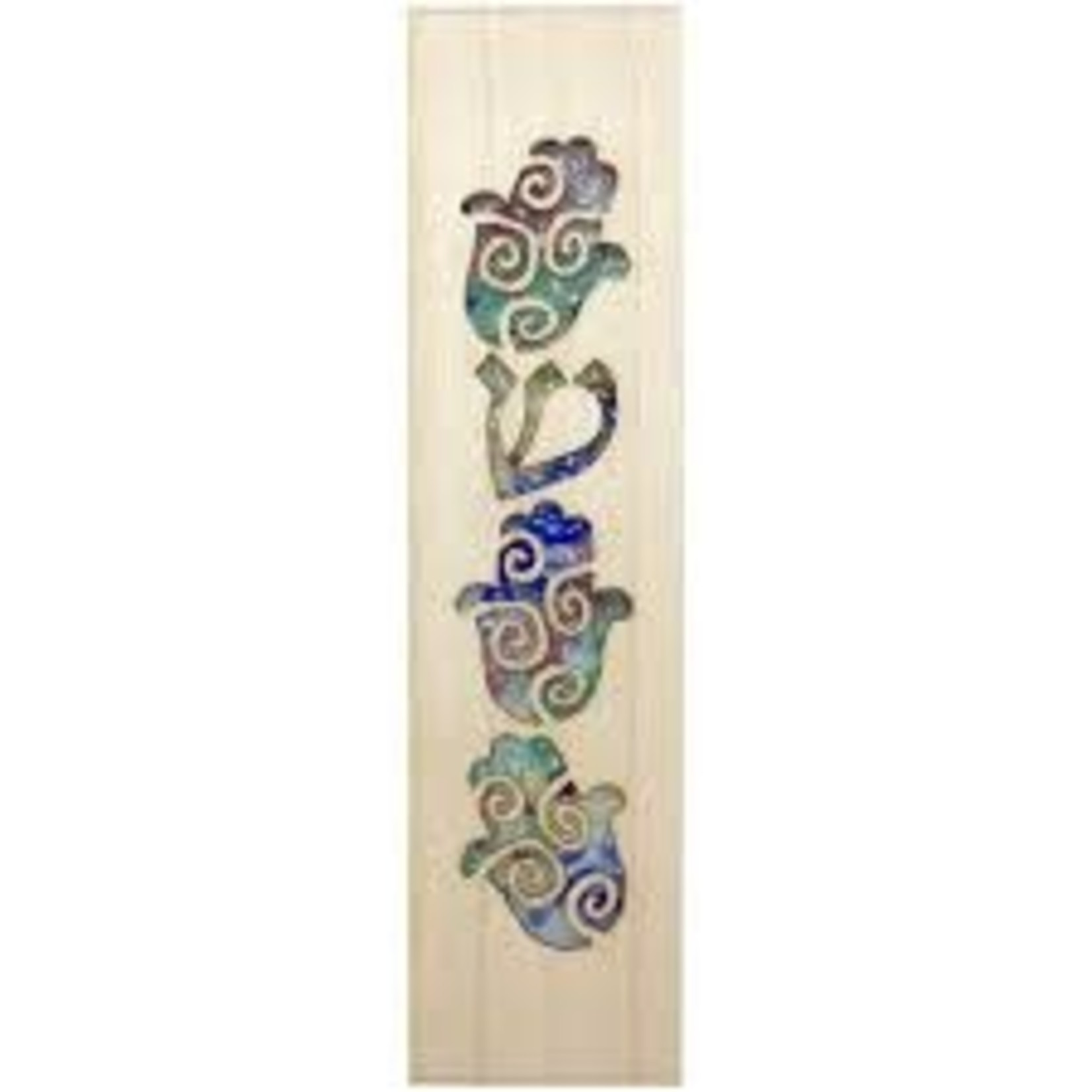 Large Laser Cut Wood Hamsa Mezuzah-Rainbow