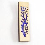 Large Laser Cut Wood Tree Mezuzah-Blue