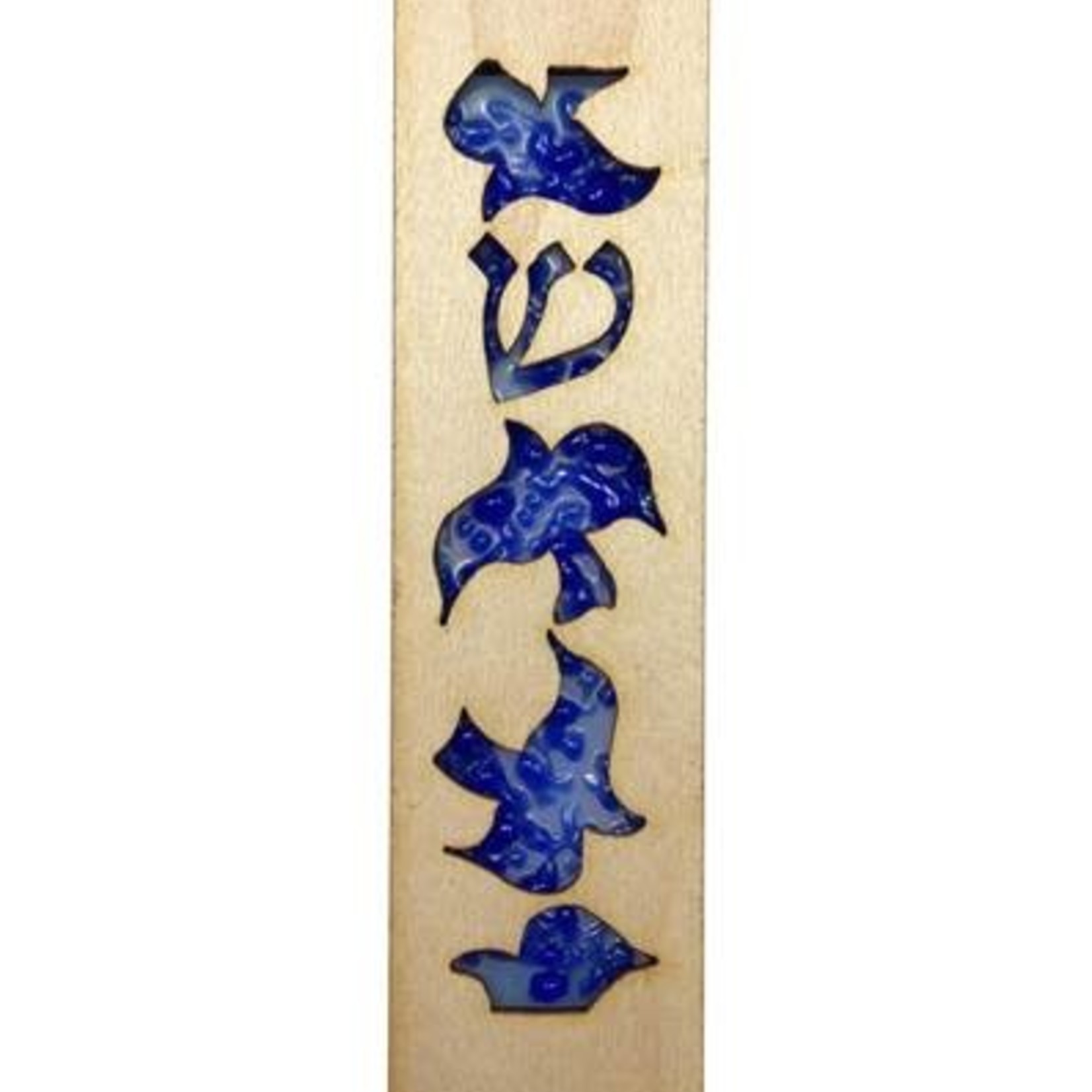 Large Laser Cut Dove Mezuzah-Blue