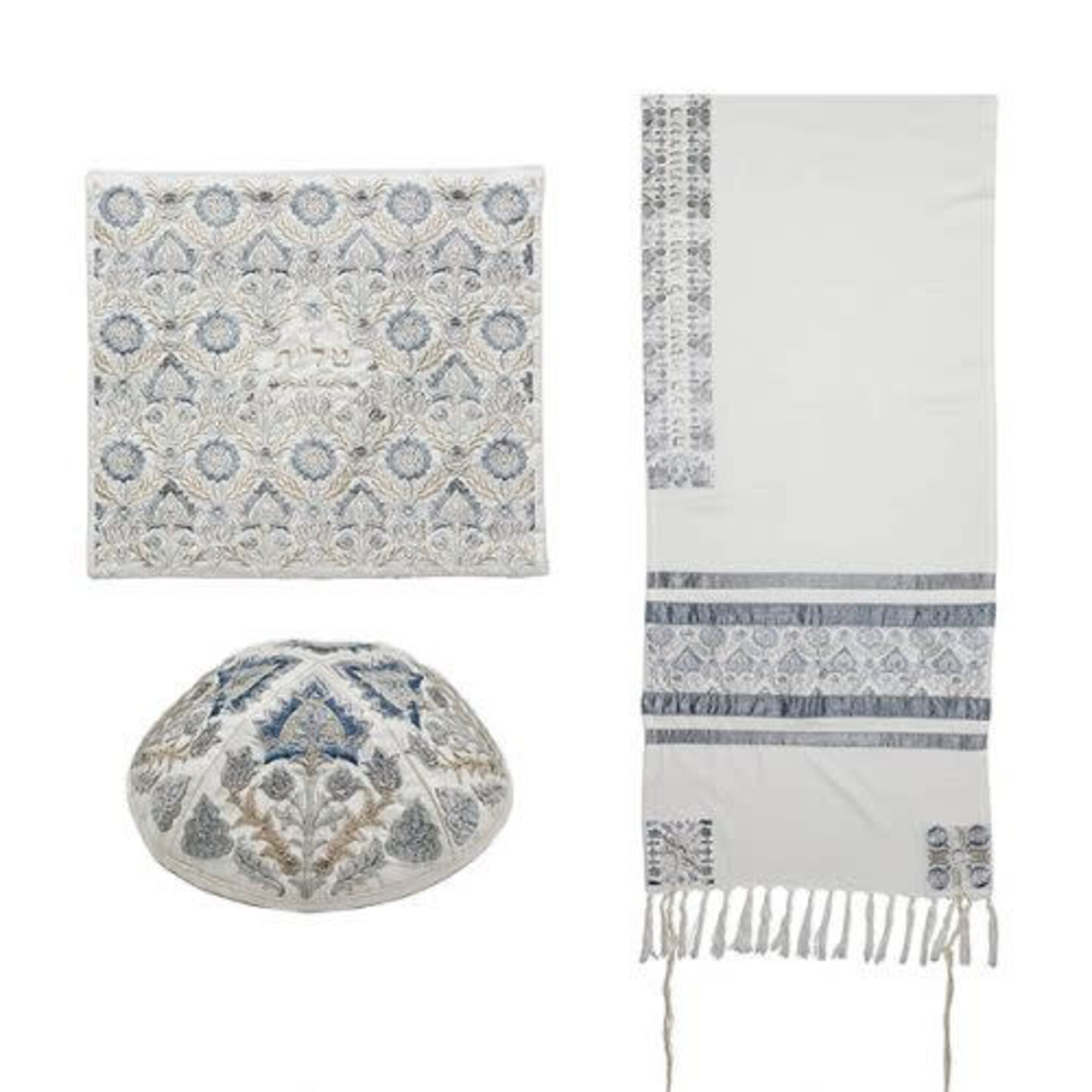 Full Embroidered Tallit-Antique Silver