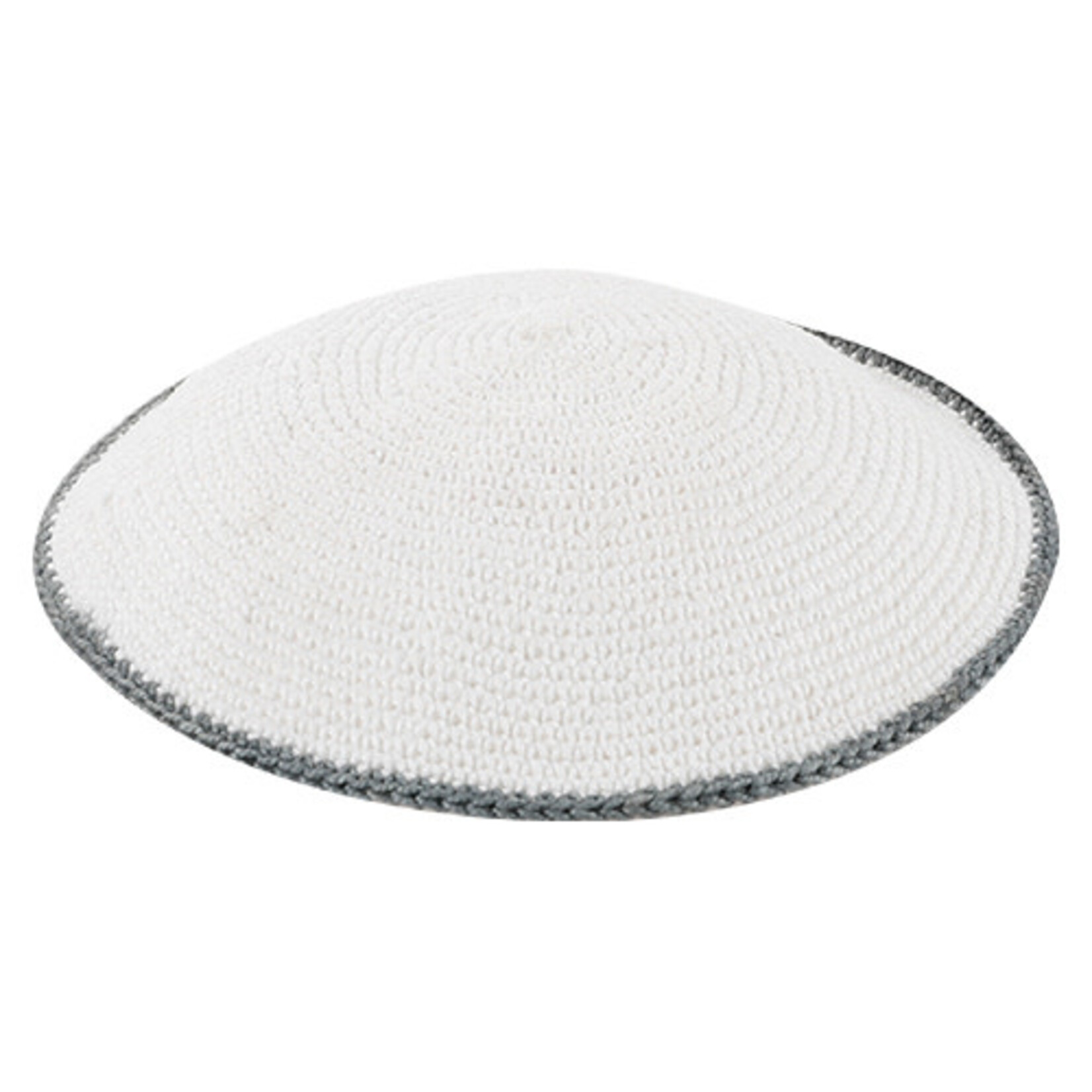 Premium Knit DMC Kippah 14 cm White/Gray