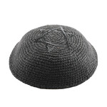 Knitted Kippah 16 Cm- Black With Black Star Of David