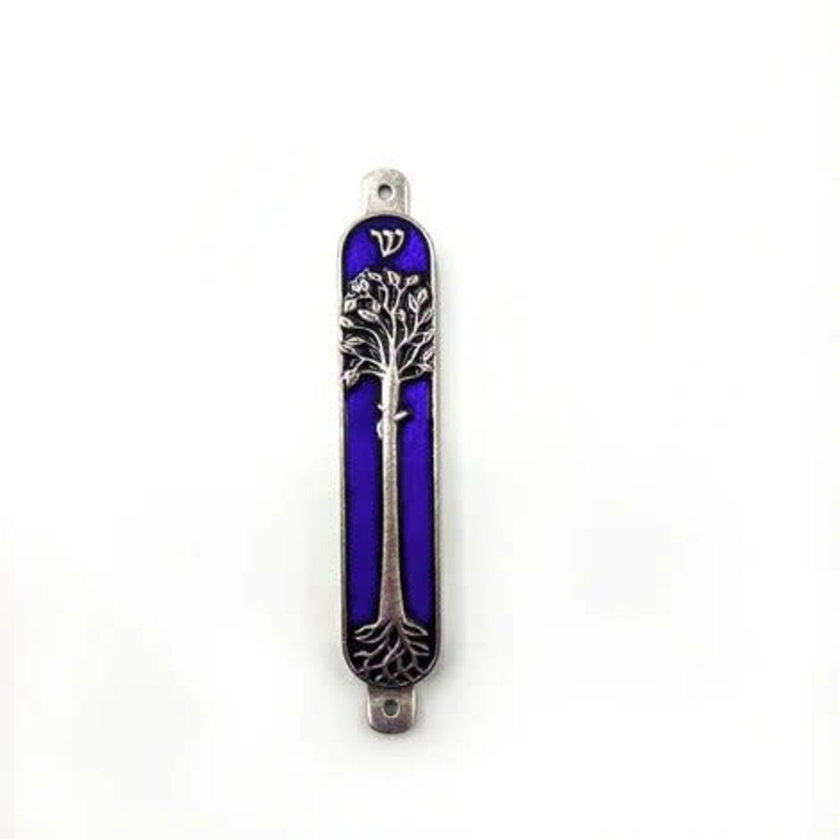 Tree of Life Pewter Mezuzah - Blue