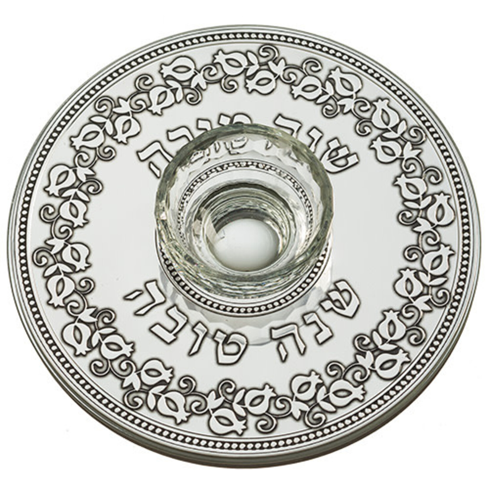 Round Glass Honey Dish-Silver