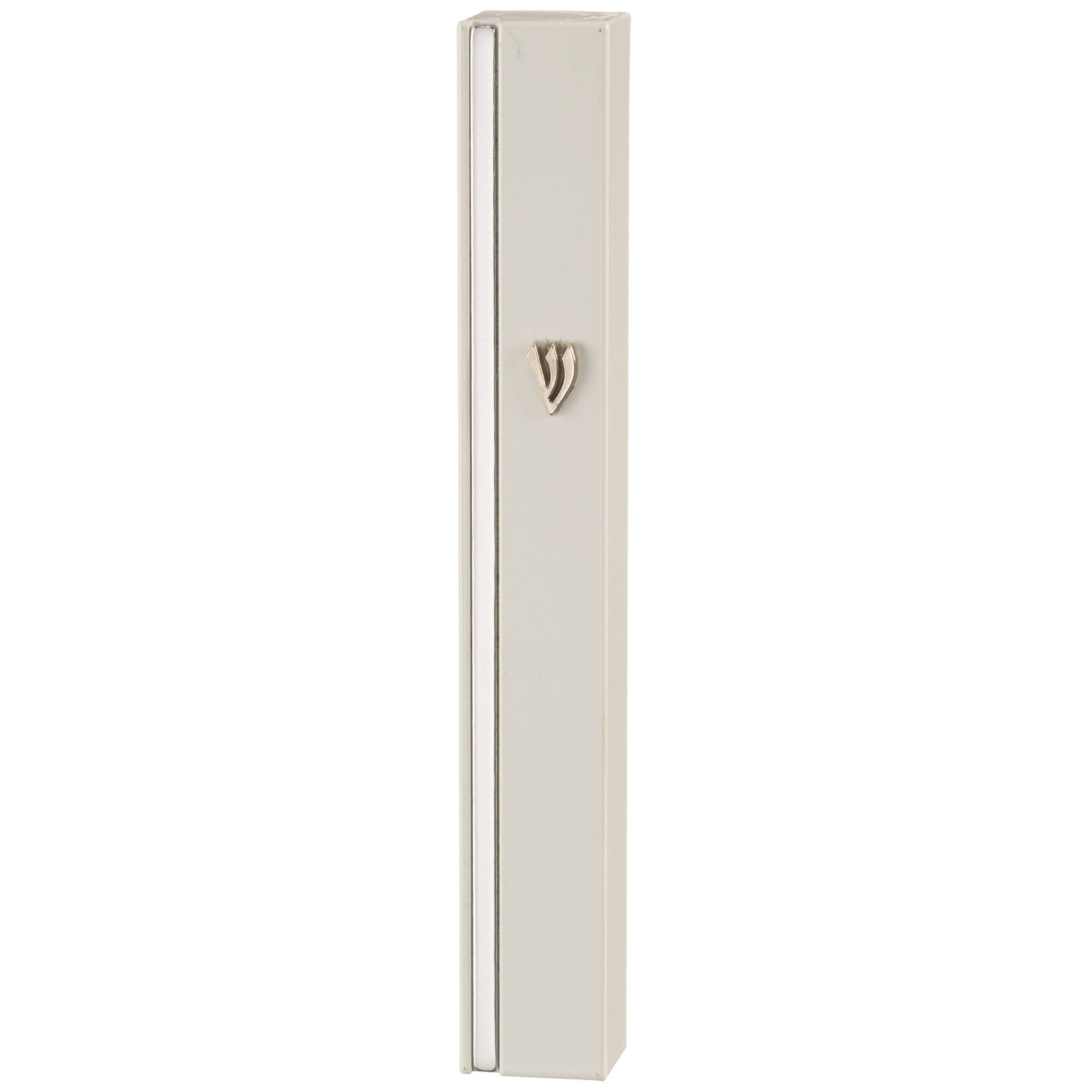 Aluminum Mezuzah - White/Silver - 12cm