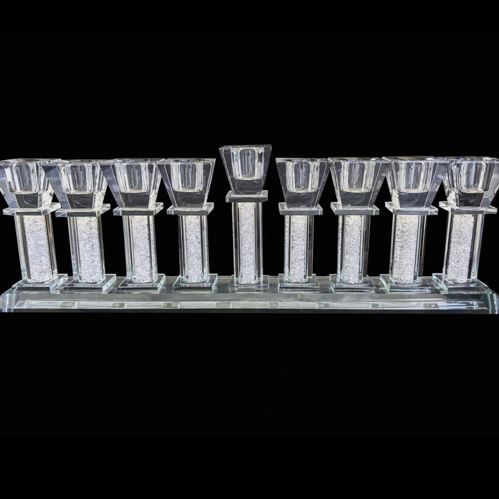 Crystal Menorah with Crushed Crystals