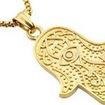 Men's Gold Stainless Steel Hamsa Pendant Necklace