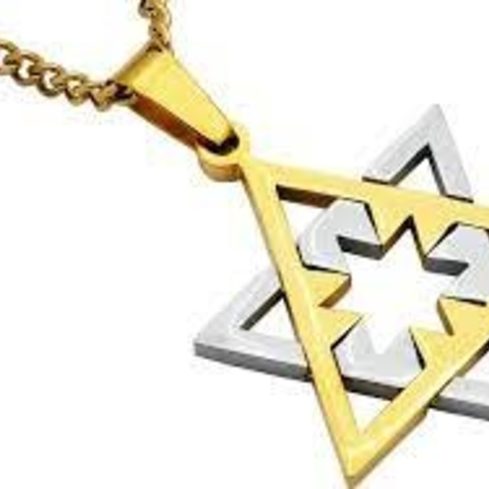 Men's Gold/Silver Stainless Steel Star of David Pendant