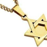 Men's Gold Stainless Steel Star of David Pendant Necklace