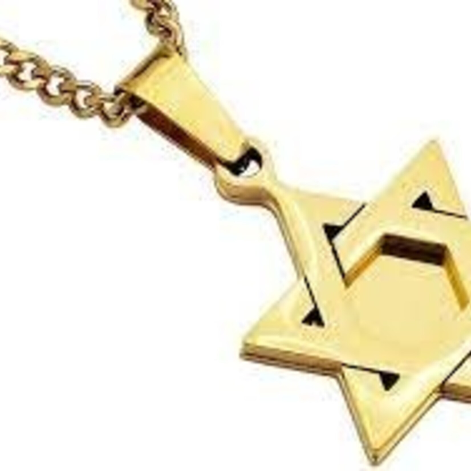 Men's Gold Stainless Steel Star of David Pendant Necklace