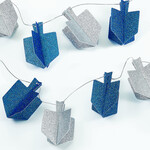 Chanukah Blue And Silver Dreidel Glitter Garland