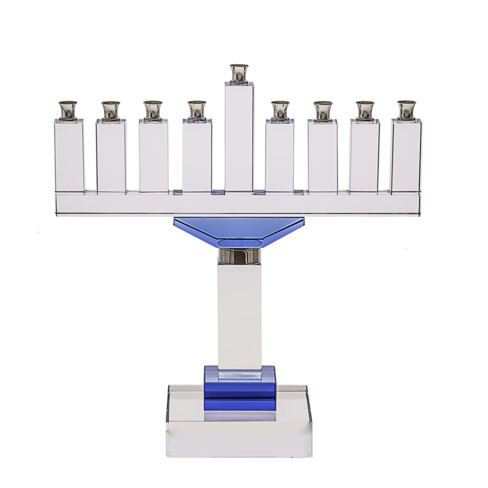 Crystal Menorah with Blue Accents