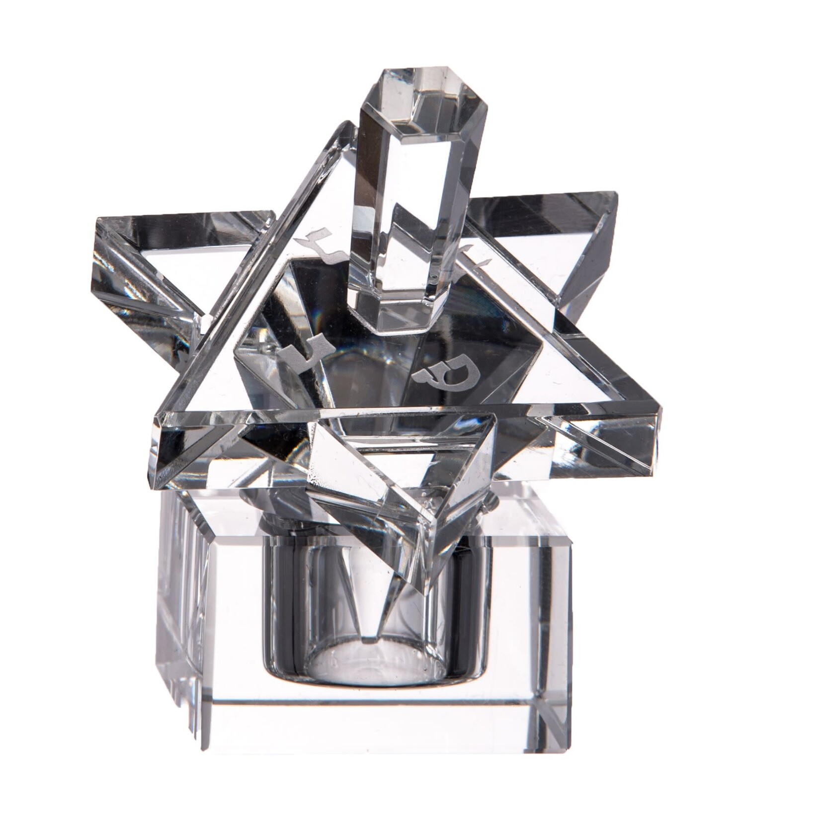 Crystal Star of David Dreidel - Clear