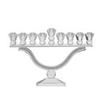 Crystal Menorah with Crushed Stones - Silver