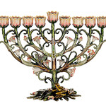 Jeweled Menorah - Butterflies and Frog