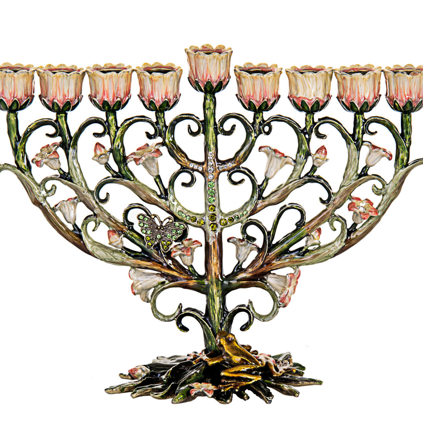 Jeweled Menorah - Butterflies and Frog