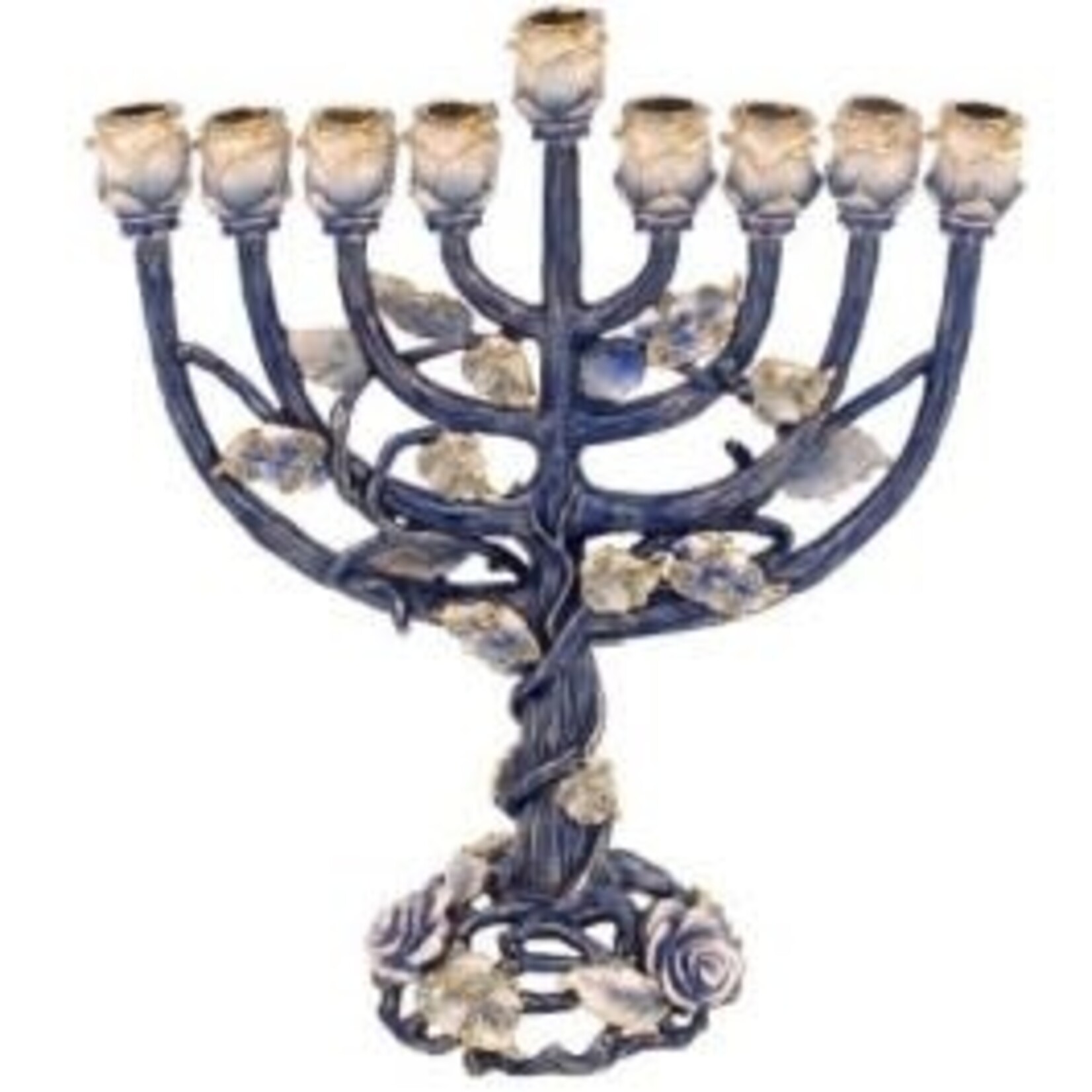 Jeweled Menorah - Blue Floral