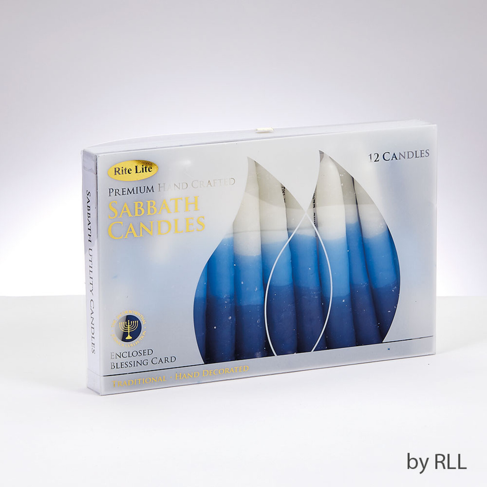 Premium Blue/White Tricolor Shabbat & Holiday Candles