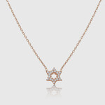 Sterling Jewish Star with CZ Necklace - Rose Gold