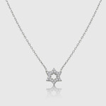 Sterling Jewish Star with CZ Necklace - Silver