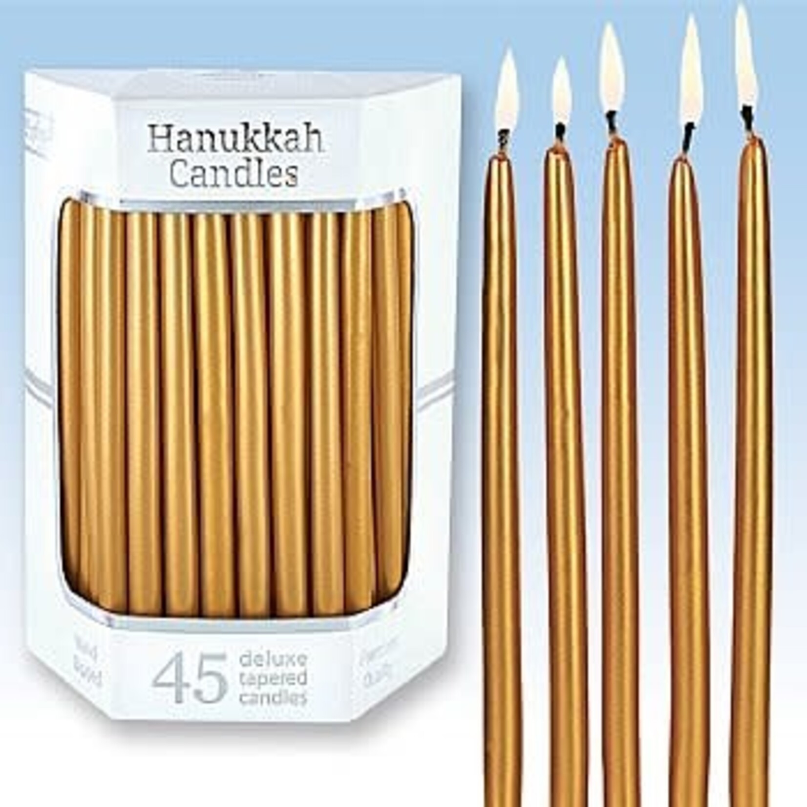 Deluxe Premium Tapered Gold Hanukkah Candles