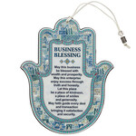 Hamsa with Epoxy - Blue English Bussines Blessing