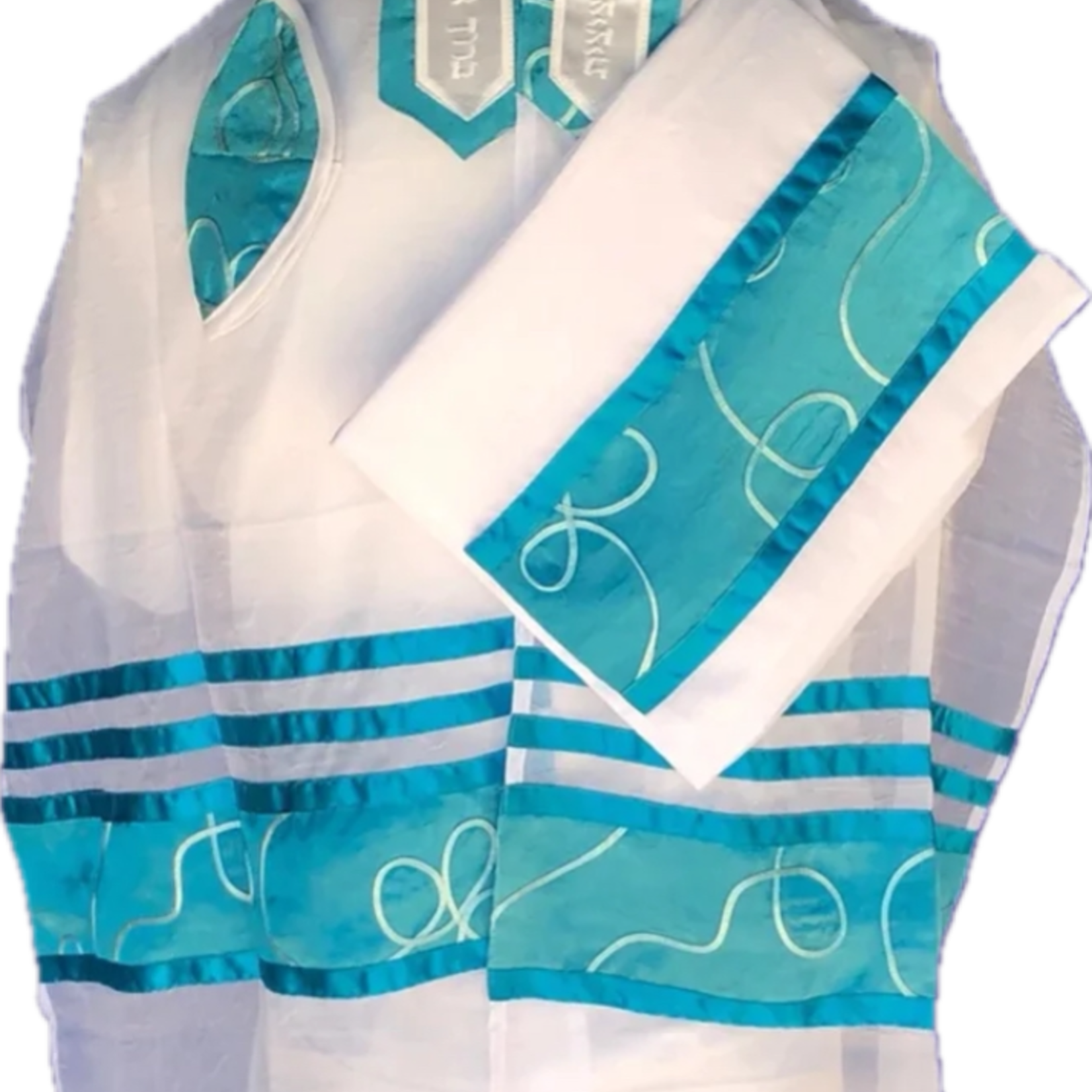 Modern Teal Tallit on  Chiffon