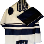 White Talit With Royal Blue Stripes
