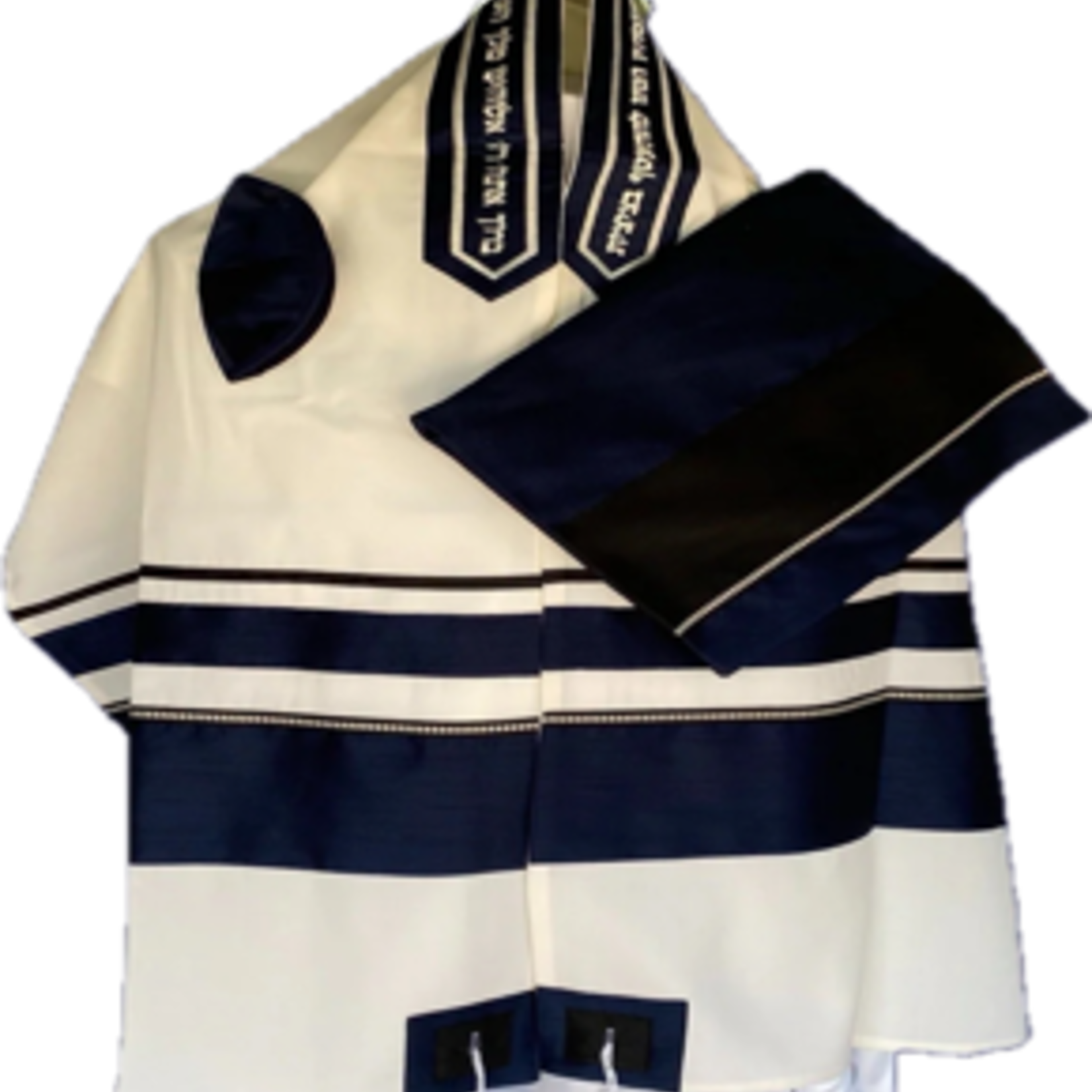 White Talit With Royal Blue Stripes