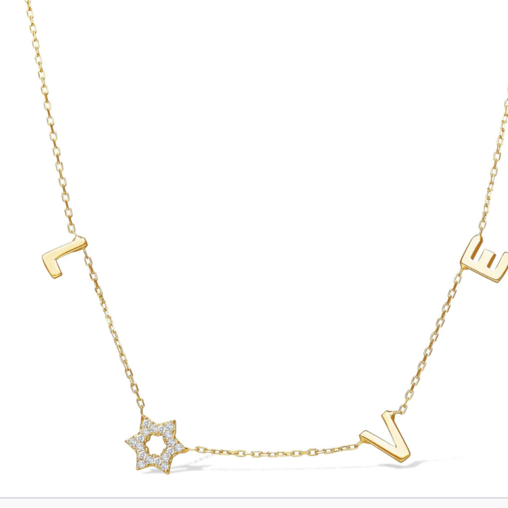 Jewish Star Love Necklace - Gold