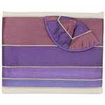 Tallit - Viscose Purple Striped Embroidery with Bag and Kippah