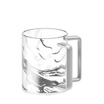 Clear Acrylic Washing Cup-Marble Silver Design Silver Handles