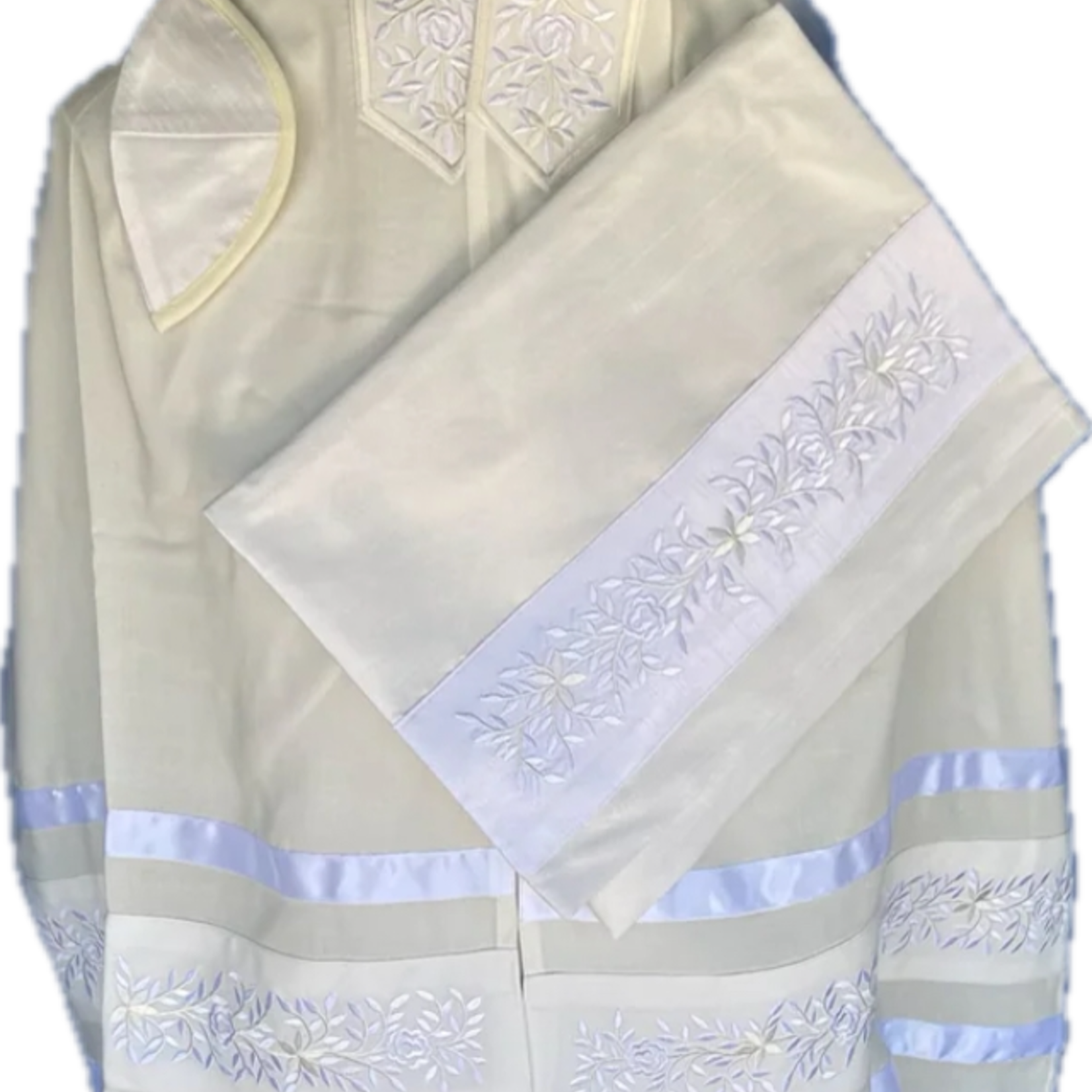 White on White Brushed Cotton-Floral (104W)