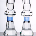 Crystal Candlesticks with Blue Accent