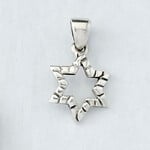 Sterling Silver Textured Star of David Pendant w/ 18" Chain
