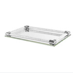 Crystal Mirror Tray with Inner Gemstones - Clear