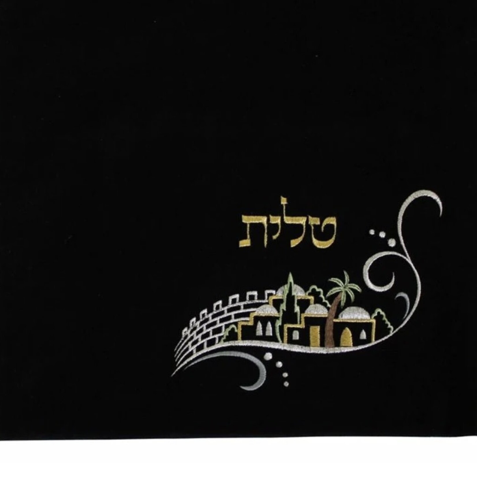 Talit Bag-Jerusalem Design-Black-Lg