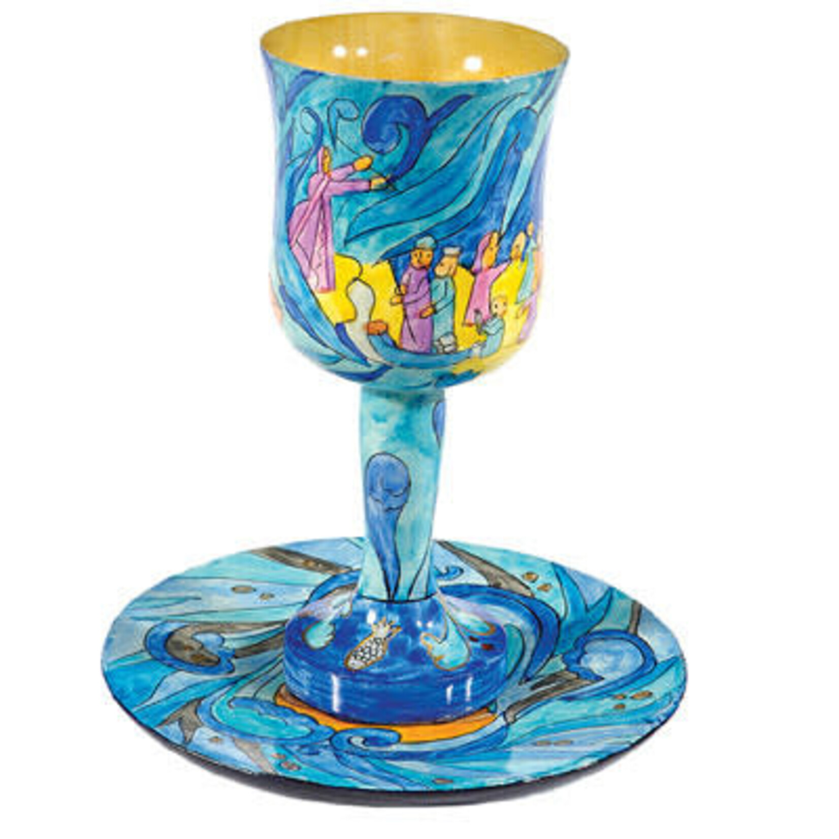 Exodus Wooden Kiddush Cup and Plate Set