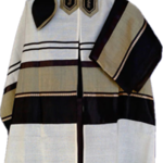 Talit with Raw Silk Black and Gold Stripes