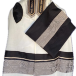 100% Fine White Cotton w/ Gray Pentagon and Gold Ribbon
